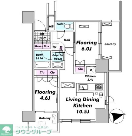 レジディアタワー目黒不動前の物件間取画像